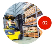 Hariom Packers and Movers warehouse management with forklift handling stored goods